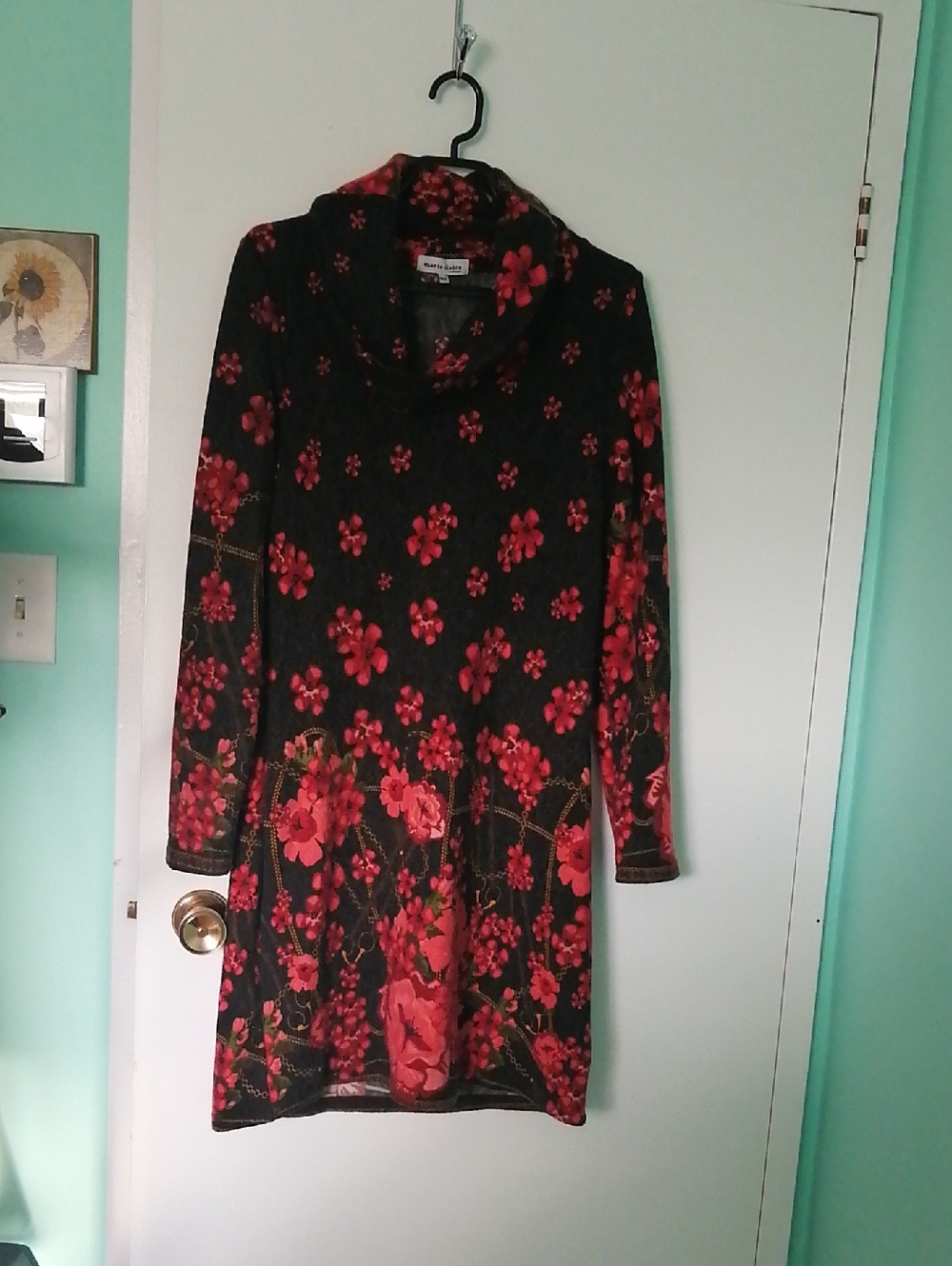 Marie Claire Cowl Neck Floral Long Sleeve Dress